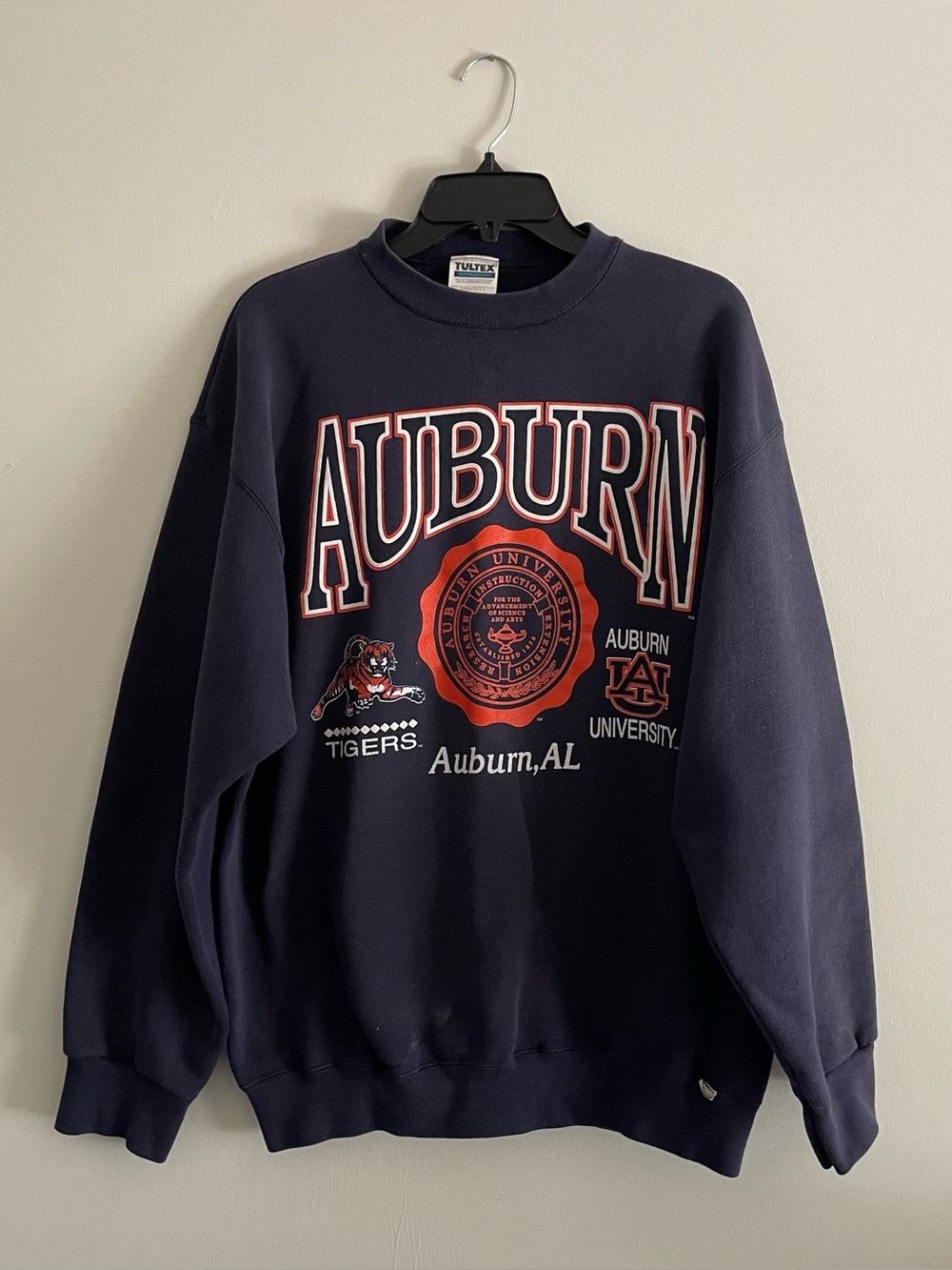 Vintage 90s Graphic Auburn Tigers University Retro Gameday Sweatshirt Size XL